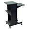 Dark Grey Steel Mobile Stand-Up Computer Desk with Adjustable Shelves and Casters